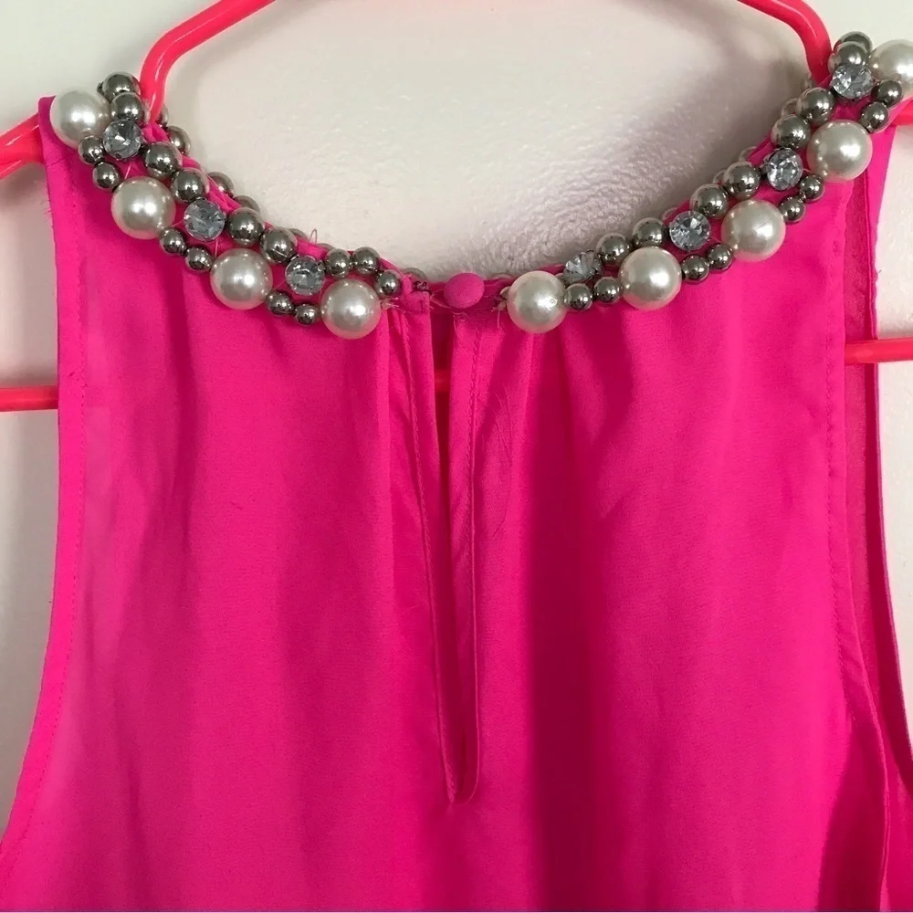 Lulumari x Anthropologie neon pink tank with pearl neckline - Picture 6 of 8